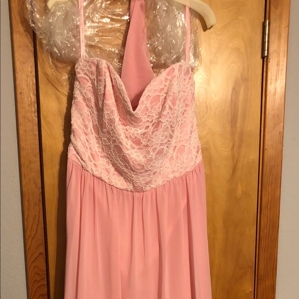 Formal Pink and Lace Dress Strapless